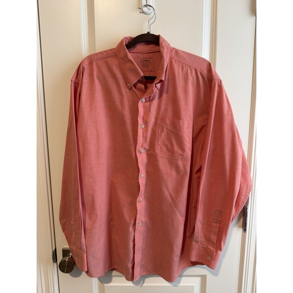 L.L.Bean Men’s XL Regular Traditional Fit Coral 100% Cotton Button Down Shirt